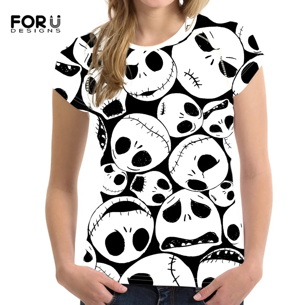 FORUDESIGNS The Nightmare Before Christmas Fashion Ladies Clothing Summer Tops Short Sleeve T-shirts Elasticity Slim Tshirts Tee
FORUDESIGNS The Nightmare Before Christmas Fashion Ladies Clothing Summer Tops Short Sleeve T-shirts Elasticity Slim Tshirts Tee
