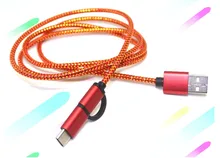 2A 1M/3FT 2 in 1 Quick Micro USB+Type-C Braided Sync Charger Cable For Android Type C Smartphone Tablet Google Nexus 5X 6P Lot G