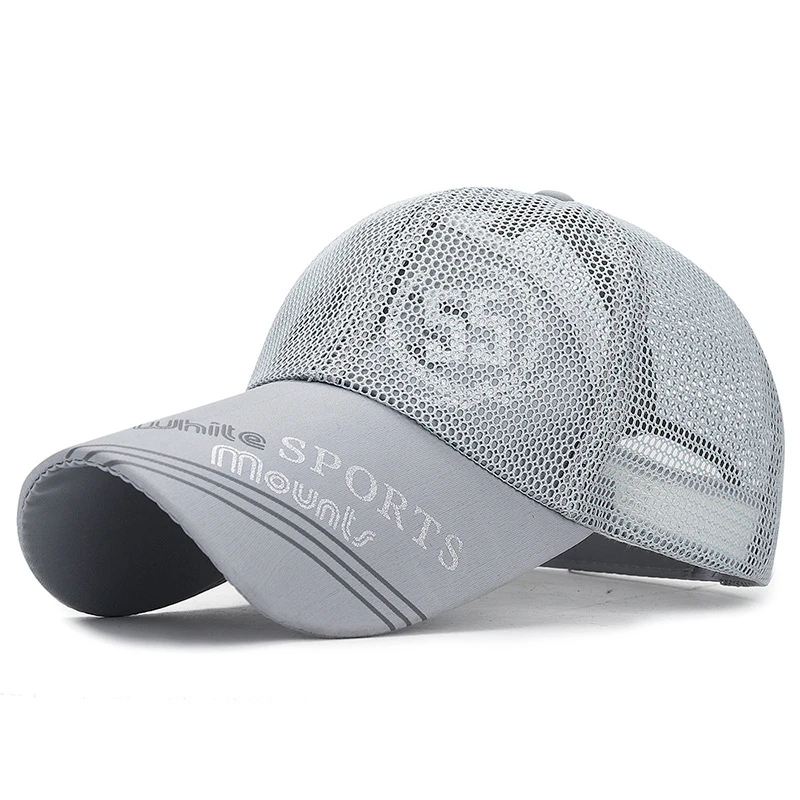 Men Outdoor Sports Cap Bone Casquette Homme Mesh Dad Hat Sun Trucker Cap Summer Long Brim Mesh Cap 6