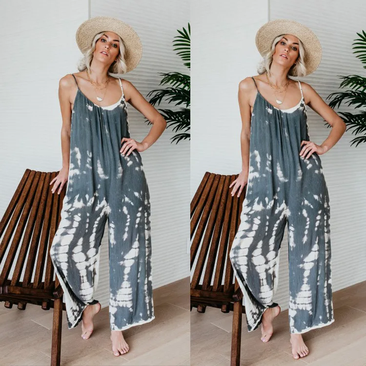 

Boho Casual Jumpsuit Spaghetti Strap Sleeveless Combinaison Femme Overalls Women Monos Largos Mujer Pantalon Largo 2019 Casual