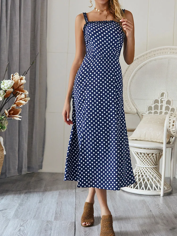 Summer Sexy Strap Split Women's Dresses 2019 Sleeveless Square Collar Polka Dot Vestidos Elegant Ladies Party Dress Robe Femme
Summer Sexy Strap Split Women's Dresses 2019 Sleeveless Square Collar Polka Dot Vestidos Elegant Ladies Party Dress Robe Femme