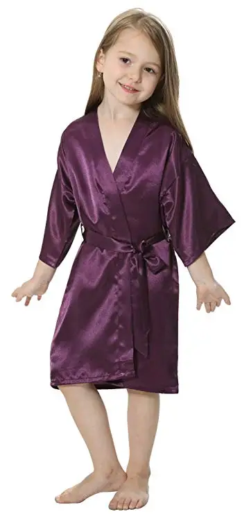Kids Solid Satin Rayon Kimono Robe Bridesmaid Solid Bathrobe Children Nightgown Sleepwear Dressing Gown Kids Solid Satin Rayon Kimono Robe Bridesmaid Solid Bathrobe Children Nightgown Sleepwear Dressing Gown