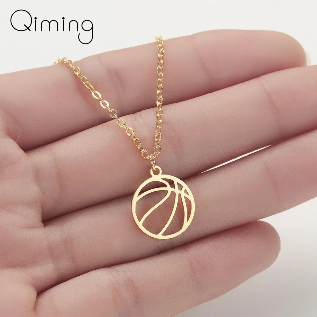 

Round Volleyball Pendant Necklace Stainless Steel Jewelry Sport Charm Volley Ball Necklace For Women Men Gift