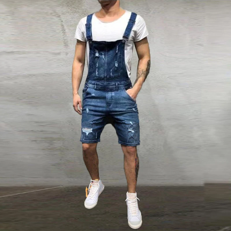 Brand Men's Ripped Jeans Jumpsuits Shorts 2019 Summer Fashion Hi Street Distressed Denim Bib Overalls For Man Suspender Pants
Brand Men's Ripped Jeans Jumpsuits Shorts 2019 Summer Fashion Hi Street Distressed Denim Bib Overalls For Man Suspender Pants