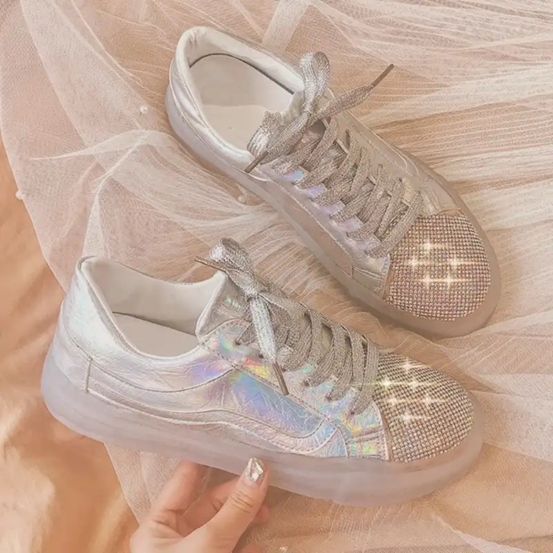 silver glitter trainers womens