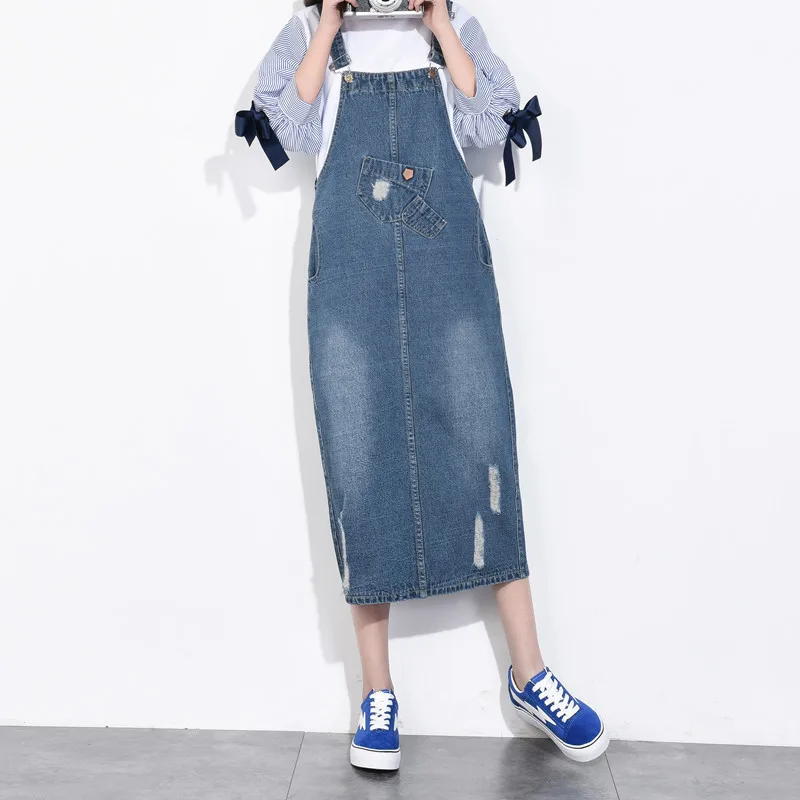 2018 New Fashion Loose Big Size 6XL Denim Holes Strap Dresses Ladies Sweet Overall Jeans Dress Maxi Suspenders Dresses X1805
2018 New Fashion Loose Big Size 6XL Denim Holes Strap Dresses Ladies Sweet Overall Jeans Dress Maxi Suspenders Dresses X1805