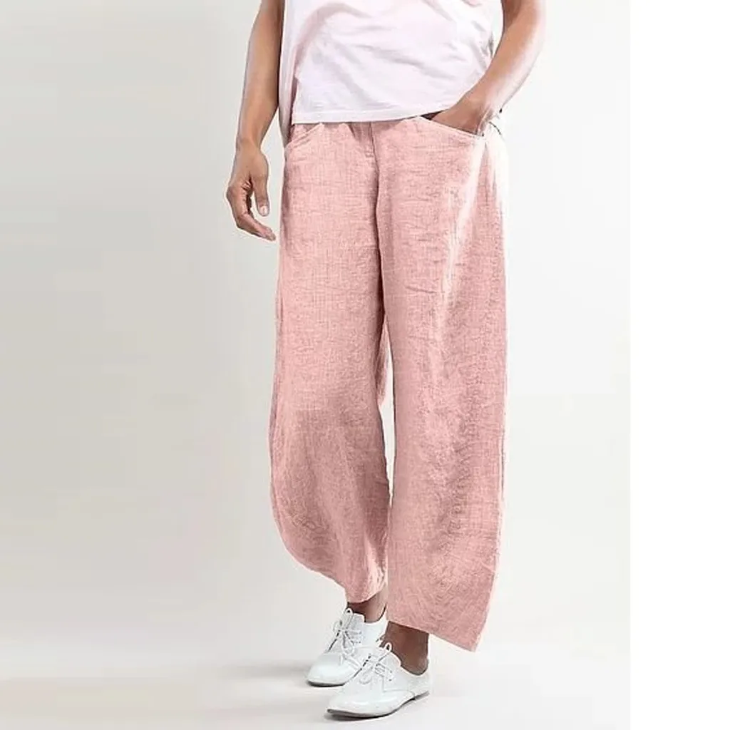Feitong Womens Pants Cotton Linen High Waist Trousers Pink Gray Solid Color Loose Pants Ladies Plus Size Long Pants S-4XL
Feitong Womens Pants Cotton Linen High Waist Trousers Pink Gray Solid Color Loose Pants Ladies Plus Size Long Pants S-4XL
