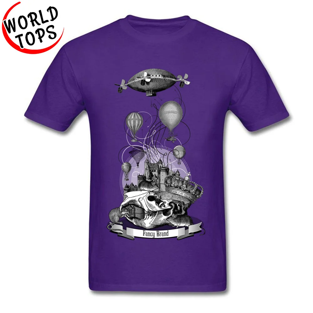 Tops & Tees Funny NEW YEAR DAY Designer Casual Short Sleeve Pure Cotton O Neck Mens T-Shirt Casual Clothing Shirt Vintage Collage with King Mouse Skull Air Baloons fnd Castle purple