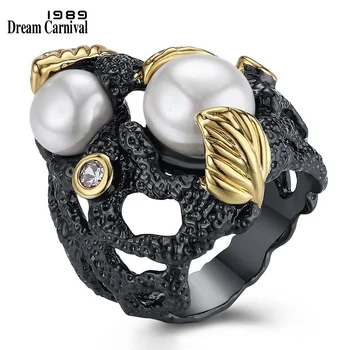 DreamCarnival 1989 Unique Forest Foliage Vintage Design High Quality Synthetic Pearls Gothic Jewelry Big Black Rings BR12444
DreamCarnival 1989 Unique Forest Foliage Vintage Design High Quality Synthetic Pearls Gothic Jewelry Big Black Rings BR12444