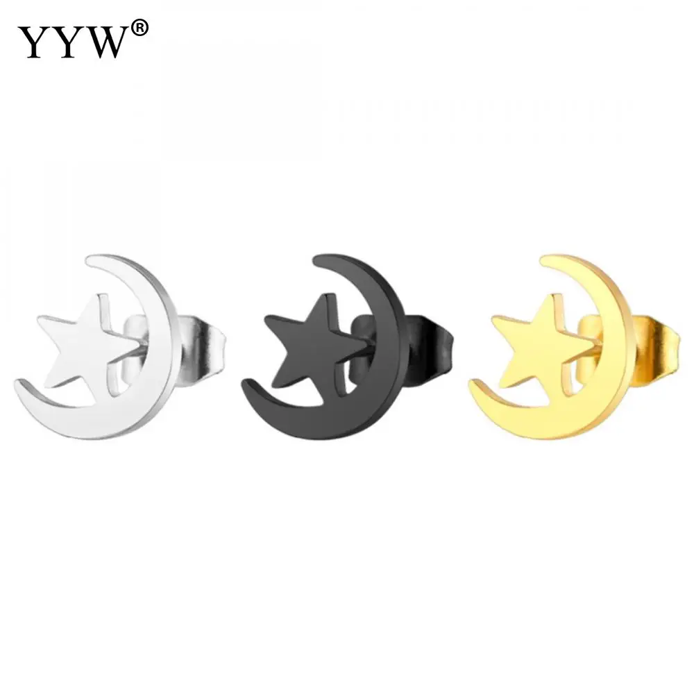 1Pair Fashion Moon Star Stainless Steel Stud Earrings for Women Men Gold /Black/Steel Color Punk Female Daily Jewelry Gift
1Pair Fashion Moon Star Stainless Steel Stud Earrings for Women Men Gold /Black/Steel Color Punk Female Daily Jewelry Gift