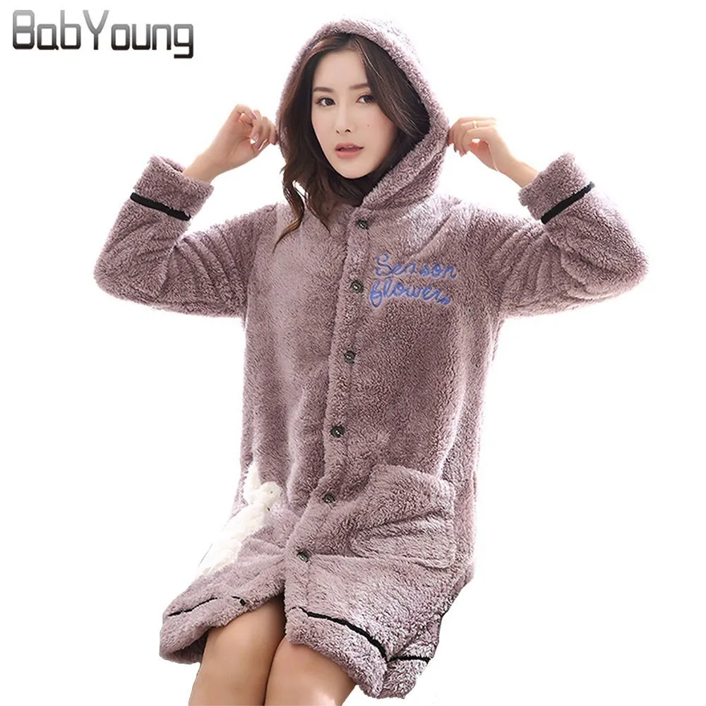 BabYoung Winter Cardigan Warm Pajamas Women Robes Flannel Long Sleeve Bath Robe Hoodies Sleepwear Female Bathrobe Mini Dress
BabYoung Winter Cardigan Warm Pajamas Women Robes Flannel Long Sleeve Bath Robe Hoodies Sleepwear Female Bathrobe Mini Dress