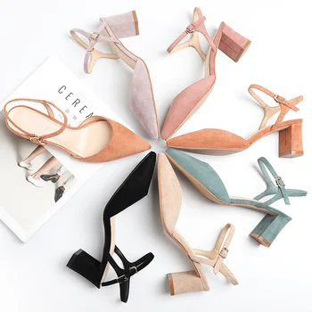 2019 spring new women's shoes thick bottom back pointed sandals high heel suede single shoes women.
2019 spring new women's shoes thick bottom back pointed sandals high heel suede single shoes women.