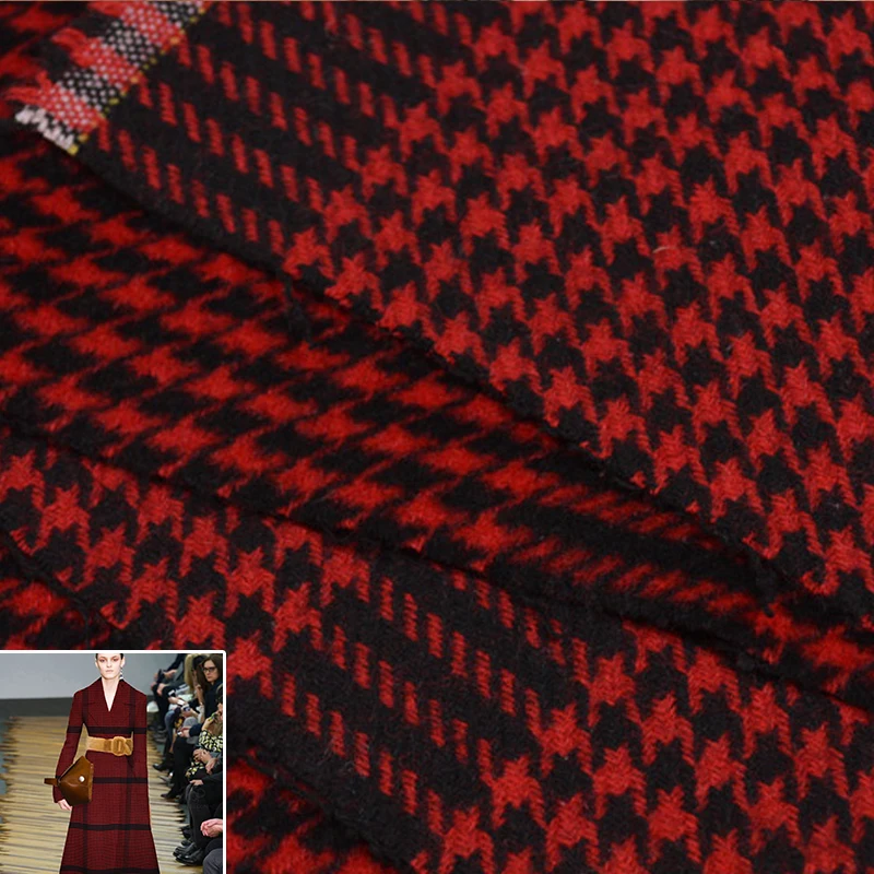 50x150cm/piece Red Plaid Houndstooth High Quality Manual Handmade Woolen Fabric Cloth For Overcoat Dress Suit DIY Sewing
50x150cm/piece Red Plaid Houndstooth High Quality Manual Handmade Woolen Fabric Cloth For Overcoat Dress Suit DIY Sewing