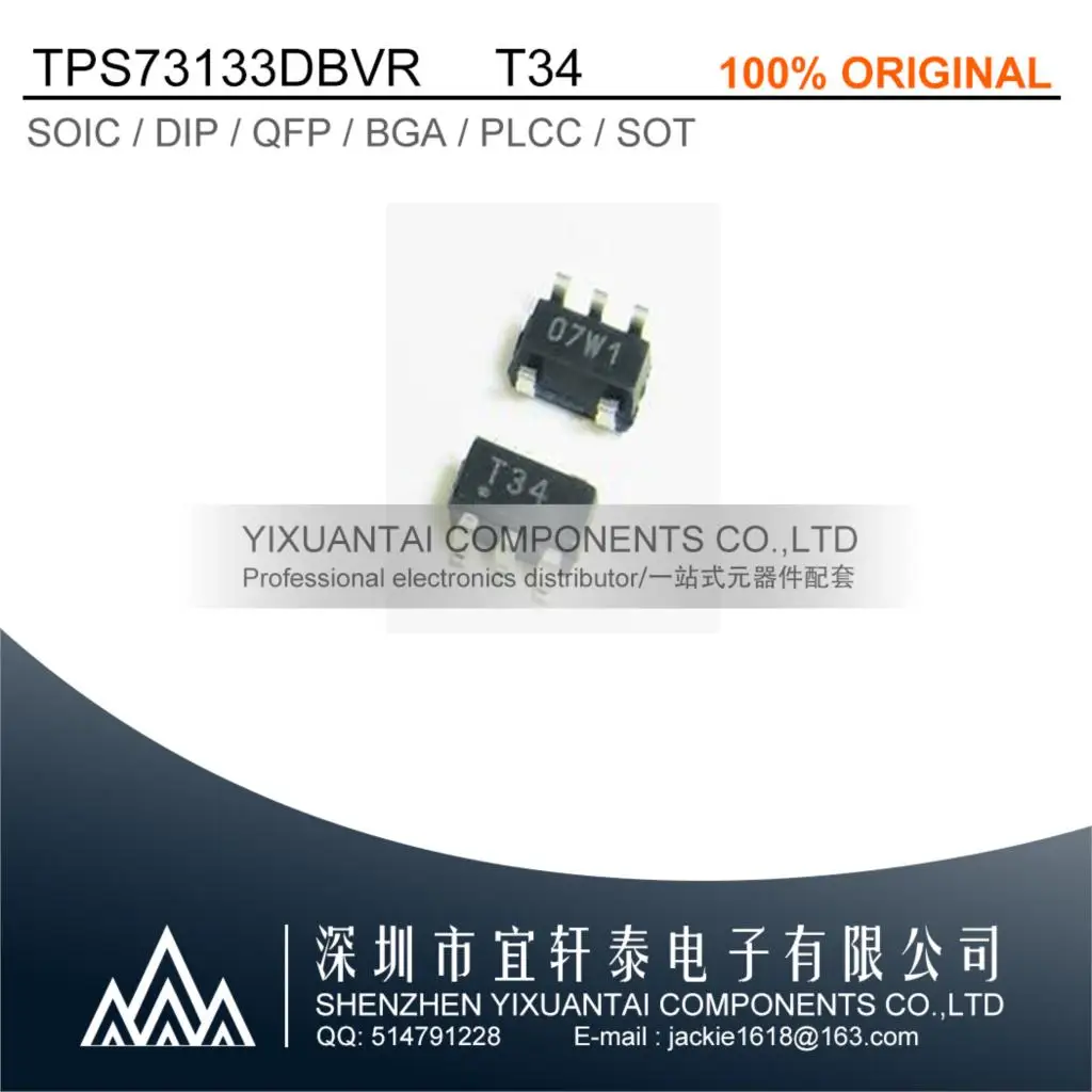 

10-100pcs/lot Free shipping TPS73133DBVR TPS73133D TPS73133 Marking:T34 IC REG LINEAR 3.3V 150MA SOT23-5 New Original