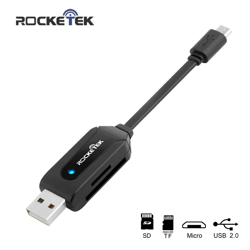 Rocketek micro usb 2.0 multi 2 in 1 memory otg phone card reader adapter for SD/TF micro SD pc computer laptop accessories.
Rocketek micro usb 2.0 multi 2 in 1 memory otg phone card reader adapter for SD/TF micro SD pc computer laptop accessories.