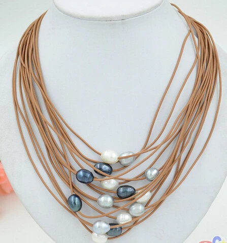 TU523 FREE SHIPPINGP4678 15row 20" 13mm black gray white rice FW pearl coffee leather necklace
TU523 FREE SHIPPINGP4678 15row 20" 13mm black gray white rice FW pearl coffee leather necklace