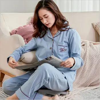 2020 Spring Women Casual Pajama sets Female Cotton Sleepwear suit Women long sleeve Turn-down collar shirt & Pant XXL Two-Pieces
2020 Spring Women Casual Pajama sets Female Cotton Sleepwear suit Women long sleeve Turn-down collar shirt & Pant XXL Two-Pieces