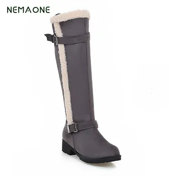 NEMAONE Snow Boots Winter Women Shoes 2017 Cow Split Mid-calf Slip-on Shoe Round Toe Flat Leather Knee High Boots For Women
NEMAONE Snow Boots Winter Women Shoes 2017 Cow Split Mid-calf Slip-on Shoe Round Toe Flat Leather Knee High Boots For Women