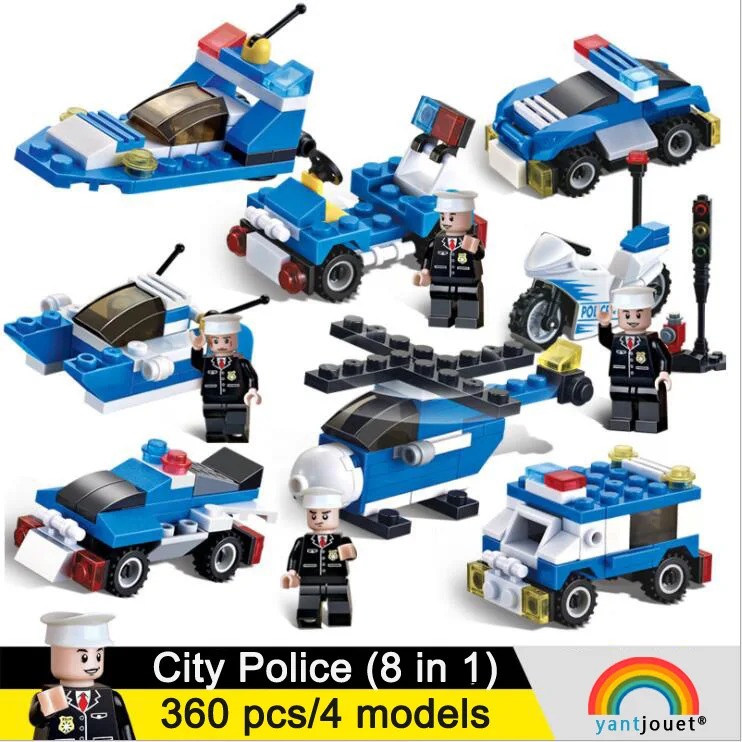 Yantjouet 8 in 1 360pcs/set City Police Patrol Car Ship Motorbike Building Blocks Figures Brick DIY Toy Compatible Children Gift
Yantjouet 8 in 1 360pcs/set City Police Patrol Car Ship Motorbike Building Blocks Figures Brick DIY Toy Compatible Children Gift