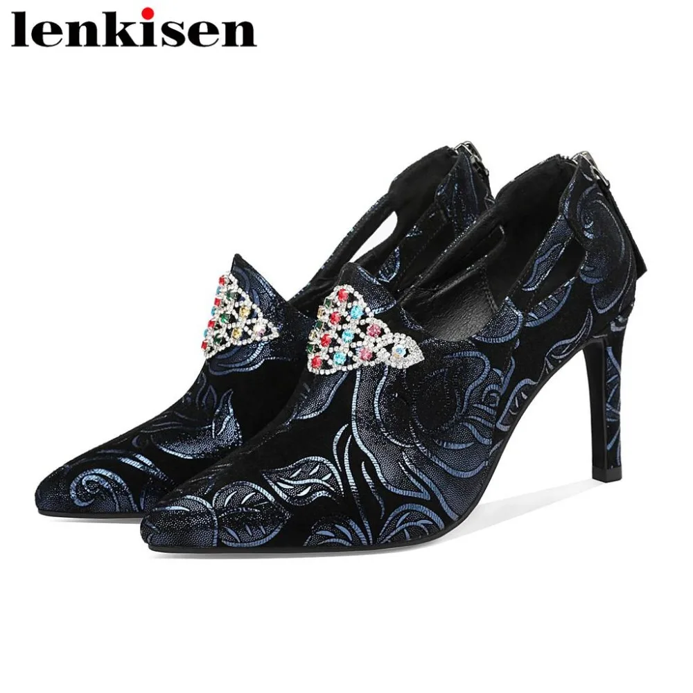 Glitter colorful crystals stiletto high heels zipper flowers pattern mature woman pumps pointed toe genuine leather shoes L05
Glitter colorful crystals stiletto high heels zipper flowers pattern mature woman pumps pointed toe genuine leather shoes L05
