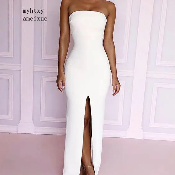 Simple Slit White Mermaid Evening Dress 2019 Elegant Strapless Ankle Length Fromal Dresses for Wedding Party Robe De Soiree
Simple Slit White Mermaid Evening Dress 2019 Elegant Strapless Ankle Length Fromal Dresses for Wedding Party Robe De Soiree