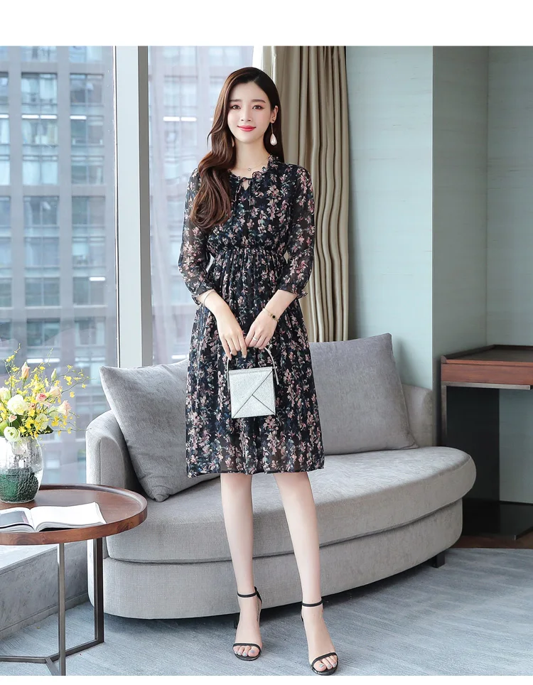 2021 Femal Vintage פרחוני שיפון Midi שמלות סתיו חורף הדפסת ארוך שרוול חוף שמלה אלגנטי נשים Bodycon המפלגה Vestidos 2021 Femal Vintage פרחוני שיפון Midi שמלות סתיו חורף הדפסת ארוך שרוול חוף שמלה אלגנטי נשים Bodycon המפלגה Vestidos