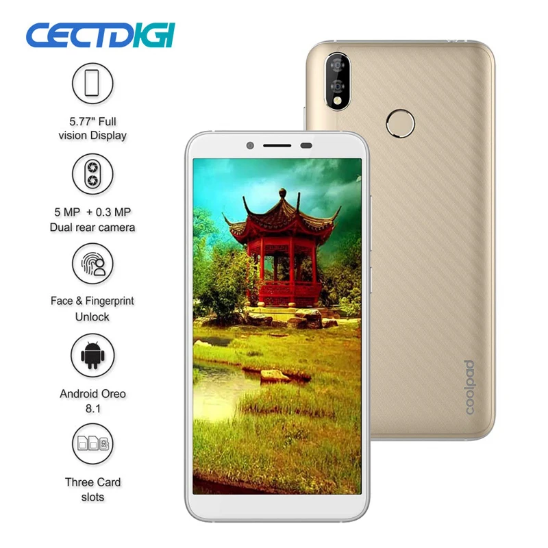 Coolpad MEGA 5 Face Unlock Fingerprint Smartphone 3G 32G 5.77inch 18:9 IPS MTK6739 Android Oreo 8.1 3000mAh Phone
Coolpad MEGA 5 Face Unlock Fingerprint Smartphone 3G 32G 5.77inch 18:9 IPS MTK6739 Android Oreo 8.1 3000mAh Phone