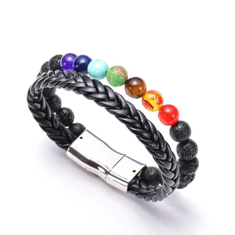2019 New Leather Bracelet Seven Chakras Yoga Magnet Buckle Bracelet Energy Lava Bracelet Unisex Jewelry
2019 New Leather Bracelet Seven Chakras Yoga Magnet Buckle Bracelet Energy Lava Bracelet Unisex Jewelry