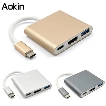 For Apple Macbook 3 IN 1 Type C USB 3.1 HDMI Adapter With USB HUB Function USB3.0 USB-C TYPE-C to HDMI Converter
For Apple Macbook 3 IN 1 Type C USB 3.1 HDMI Adapter With USB HUB Function USB3.0 USB-C TYPE-C to HDMI Converter