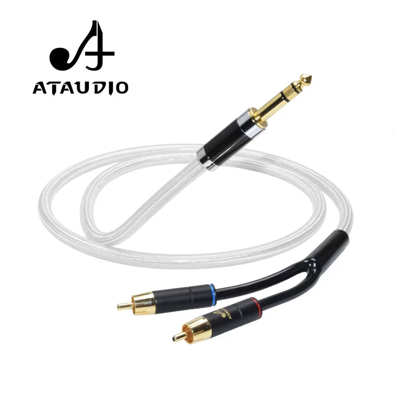 Hi Fi кабель ATAUDIO 6 35 мм на 2RCA высококачественный медный и посеребренный аудиокабель