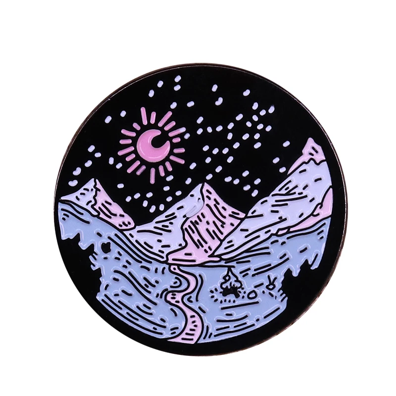 Mountain sun brooch tree landscape pin explore nature badge travel jewelry adventurer gift jackets backpack accessory
Mountain sun brooch tree landscape pin explore nature badge travel jewelry adventurer gift jackets backpack accessory