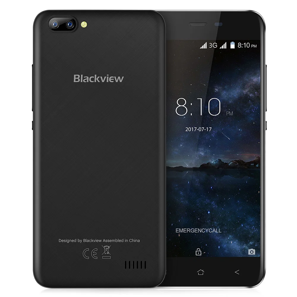Blackview A7 3G Smartphone Android 7.0 5.0" IPS Screen MTK6580A Quad Core 1GB+8GB Dual Rear Cameras Face Recognition | Мобильные