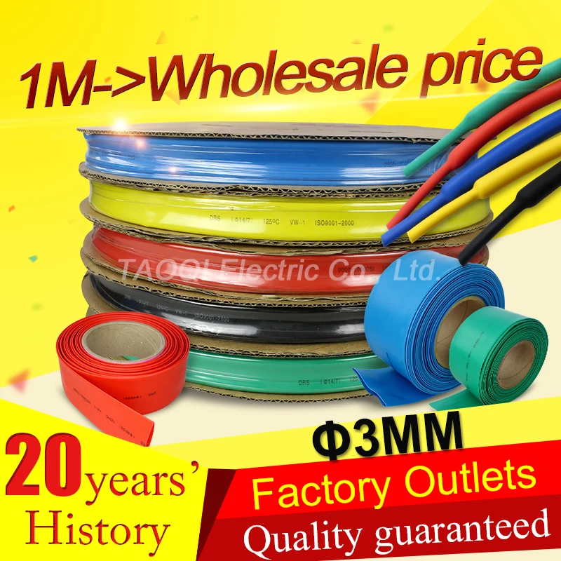 1meter/lot 3MM Heat Shrink Tube Tubing Wrap Heatshrink shrinkable tube Cable Sleeve Wire Kit Pls use Heat Gun to Shrink
1meter/lot 3MM Heat Shrink Tube Tubing Wrap Heatshrink shrinkable tube Cable Sleeve Wire Kit Pls use Heat Gun to Shrink