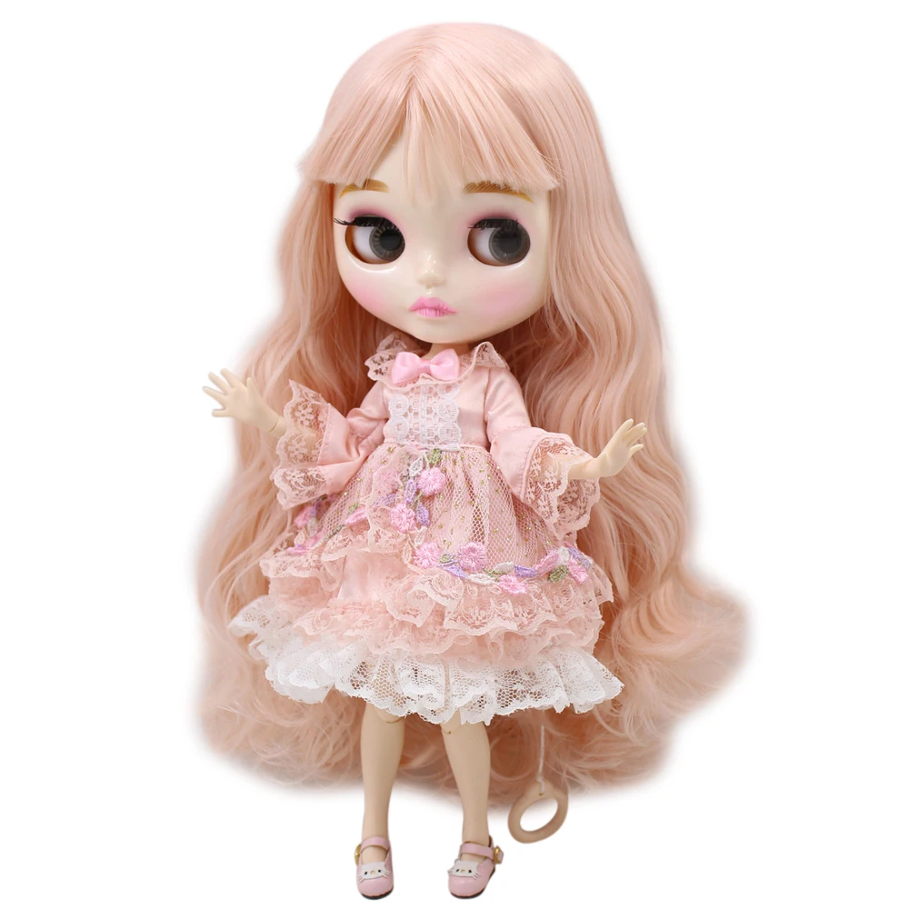 

ICY Nude Factory Blyth doll No.Bl2352 Pale Pink hair JOINT body White skin carves lips face with eyebrow Neo BJD