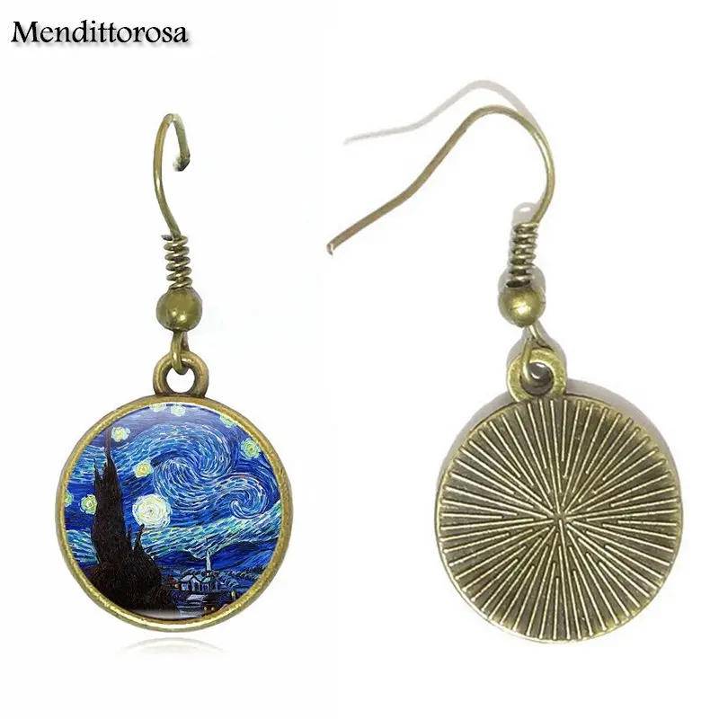 Mendittorosa Van Gogh Starry Night Glass Cabochon Bronze/Silver/Golden Clip Ear Hook Drop Earrings For Women
Mendittorosa Van Gogh Starry Night Glass Cabochon Bronze/Silver/Golden Clip Ear Hook Drop Earrings For Women