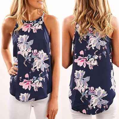2017 Women Summer Sleeveless Blouse Casual Floral Print Shirts Chiffon Top Tees Beach Loose Blusas
2017 Women Summer Sleeveless Blouse Casual Floral Print Shirts Chiffon Top Tees Beach Loose Blusas