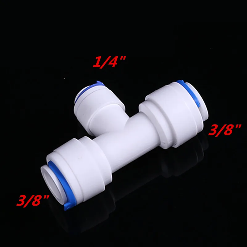 3 Way Push Fit 3/8"-1/4''-3/8" Type Tee Union Quick Connector RO Water Filter Connector Fittings Reverse Osmosis Aquarium System
3 Way Push Fit 3/8"-1/4''-3/8" Type Tee Union Quick Connector RO Water Filter Connector Fittings Reverse Osmosis Aquarium System