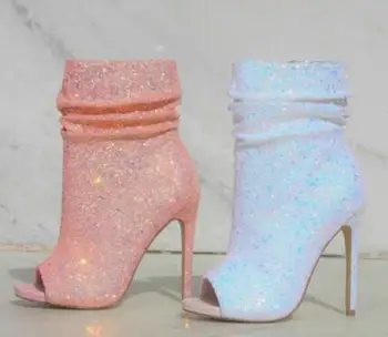 Women Multi-color Crystal Ankle Boots Open Toe Lace-up Exquisite Colorized Rhinestone Booties Extremely High Heels Wedding Shoes
Women Multi-color Crystal Ankle Boots Open Toe Lace-up Exquisite Colorized Rhinestone Booties Extremely High Heels Wedding Shoes
