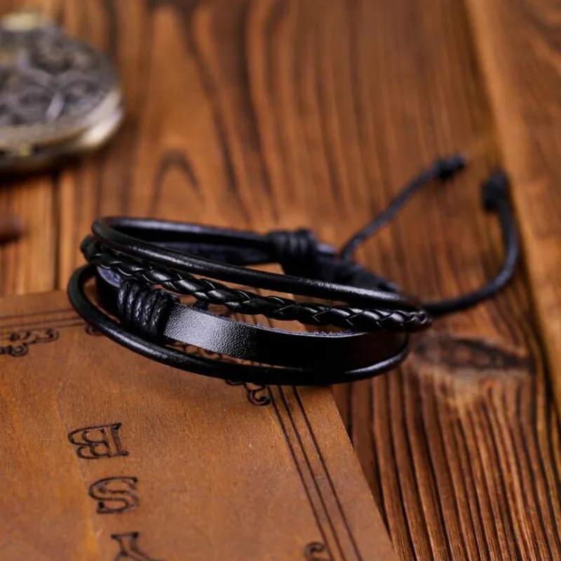 

Rope Men Hand-woven Fashion Bracelet Bangle Multi-color Cuff Adjustable Simple Leather Charm Boyfriend Girlfriend Bracelets