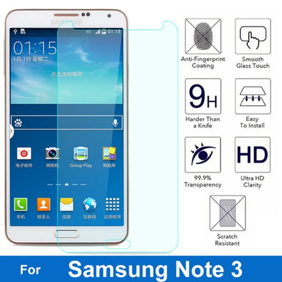 

2PCS 9H Ultra-thin protective glass for Samsung Galaxy Note 3 screen protector tempered glass on Note III N9000 N9005 note3 5.7"