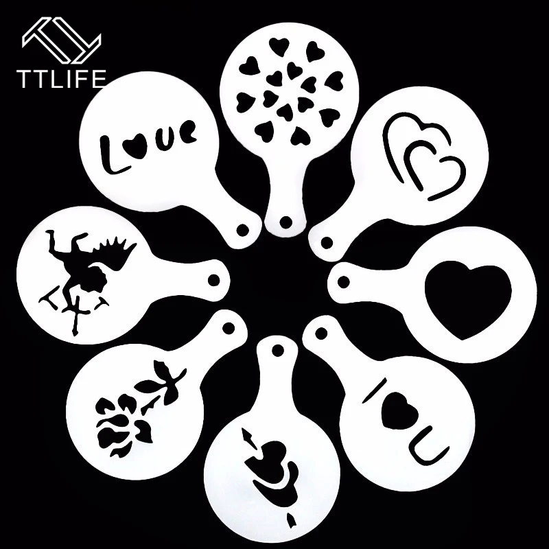 TTLIFE 8pc Valentine Style Coffee Art Stencils Cafe Latte Foam Spray Cappuccino Barista Carving Tools Cake Duster Templates
TTLIFE 8pc Valentine Style Coffee Art Stencils Cafe Latte Foam Spray Cappuccino Barista Carving Tools Cake Duster Templates