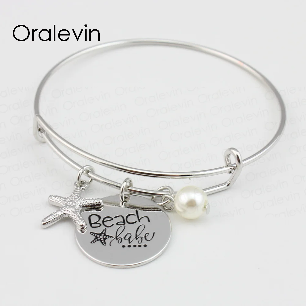 BEACH BABE Inspirational Hand Stamped Engraved Custom Round Pendent Charms Wire Expandable Bracelet Bangle Gift Jewelry ,#LN123B
BEACH BABE Inspirational Hand Stamped Engraved Custom Round Pendent Charms Wire Expandable Bracelet Bangle Gift Jewelry ,#LN123B