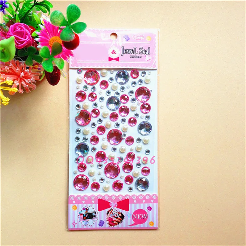 Color Random Round Style Self Adhesive Sticker Crystal Jewel Diamond DIY 3D Rhinestones Glitter Stickers | Игрушки и хобби