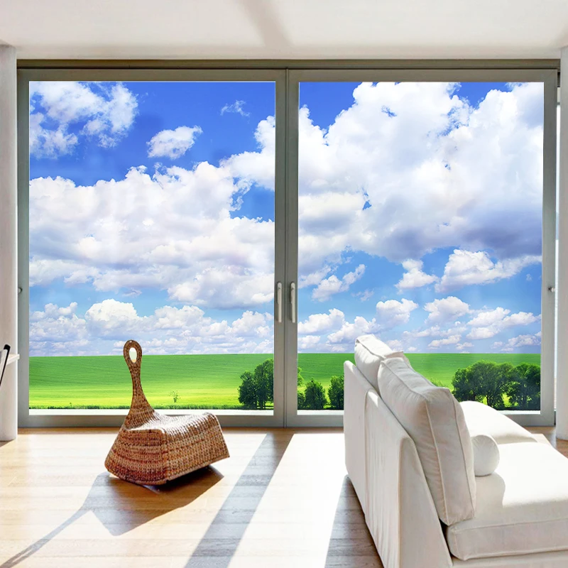 Customized modern blue sky and white clouds window glass stickers office sliding door light opaque frosted glass film
Customized modern blue sky and white clouds window glass stickers office sliding door light opaque frosted glass film