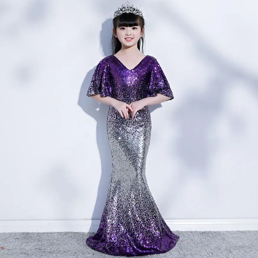 High-end Princess Mermaid Dress Gradient Sequined Kids Pageant Party Gown Deep V-neck Girl Dress Modis Clothes Vestidos Y1511
High-end Princess Mermaid Dress Gradient Sequined Kids Pageant Party Gown Deep V-neck Girl Dress Modis Clothes Vestidos Y1511