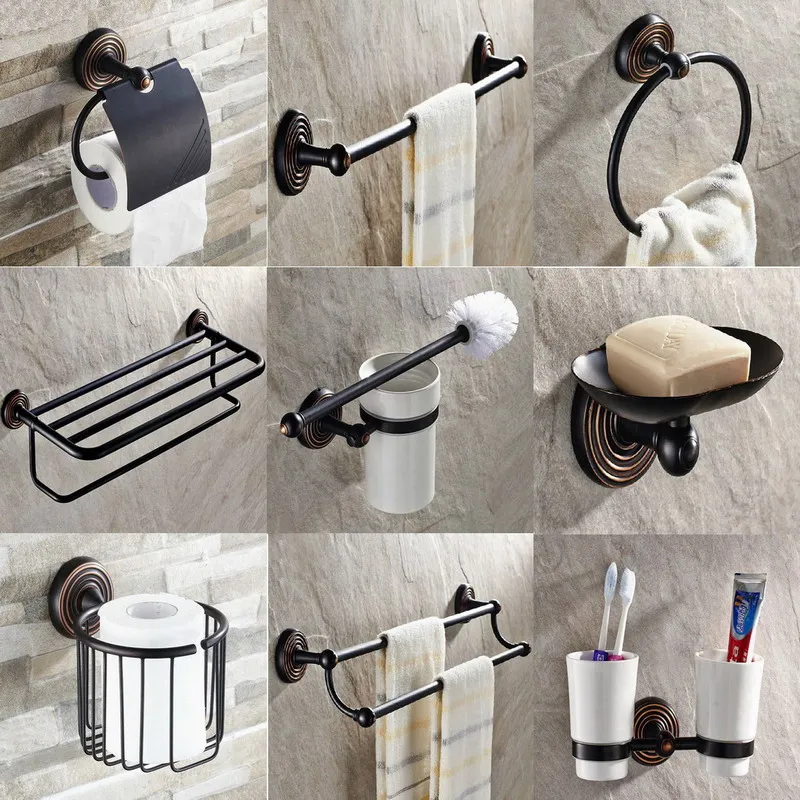 Black Oil Rubbed Brass Wall Mount Bath Accessories Set Towel Bar Soap Dish Robe Hook Toilet Paper Holder Toothbrush Holder A020
Black Oil Rubbed Brass Wall Mount Bath Accessories Set Towel Bar Soap Dish Robe Hook Toilet Paper Holder Toothbrush Holder A020