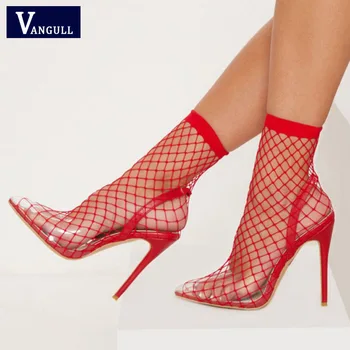 VANGULL Women Pointed Toe Heels Summer Fishnet Sandals 2019 New Fashion Mesh Holes Sexy Female Shoes Party High Heel Ankle Boots
VANGULL Women Pointed Toe Heels Summer Fishnet Sandals 2019 New Fashion Mesh Holes Sexy Female Shoes Party High Heel Ankle Boots
