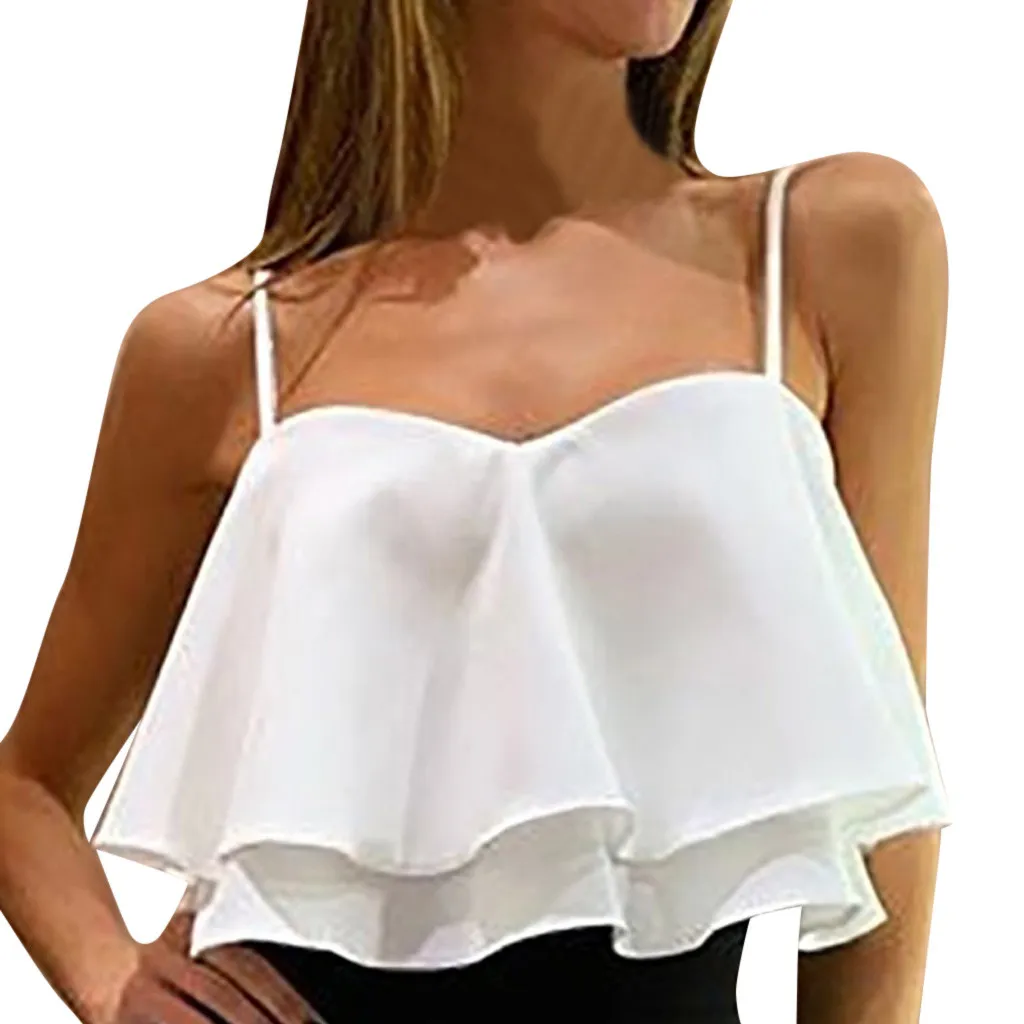 blusas mujer de moda 2019 women's blouse shirt Women Sexy Sleeveless Pleated Ruffle Double Layer Chiffon BlouseShirt tunika
blusas mujer de moda 2019 women's blouse shirt Women Sexy Sleeveless Pleated Ruffle Double Layer Chiffon BlouseShirt tunika