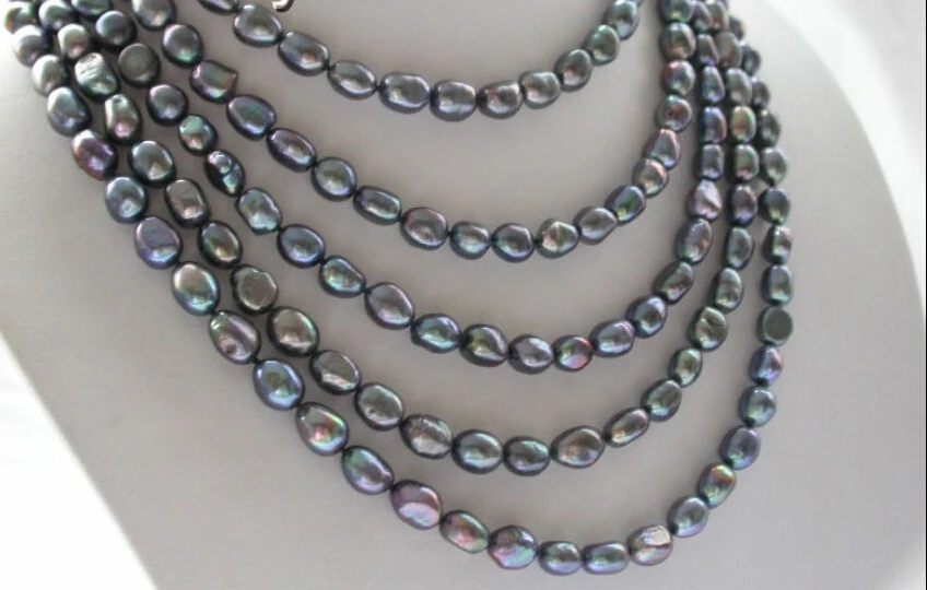 

shipping SALE 100" 11mm black baroque freshwater cultured pearls necklace n220