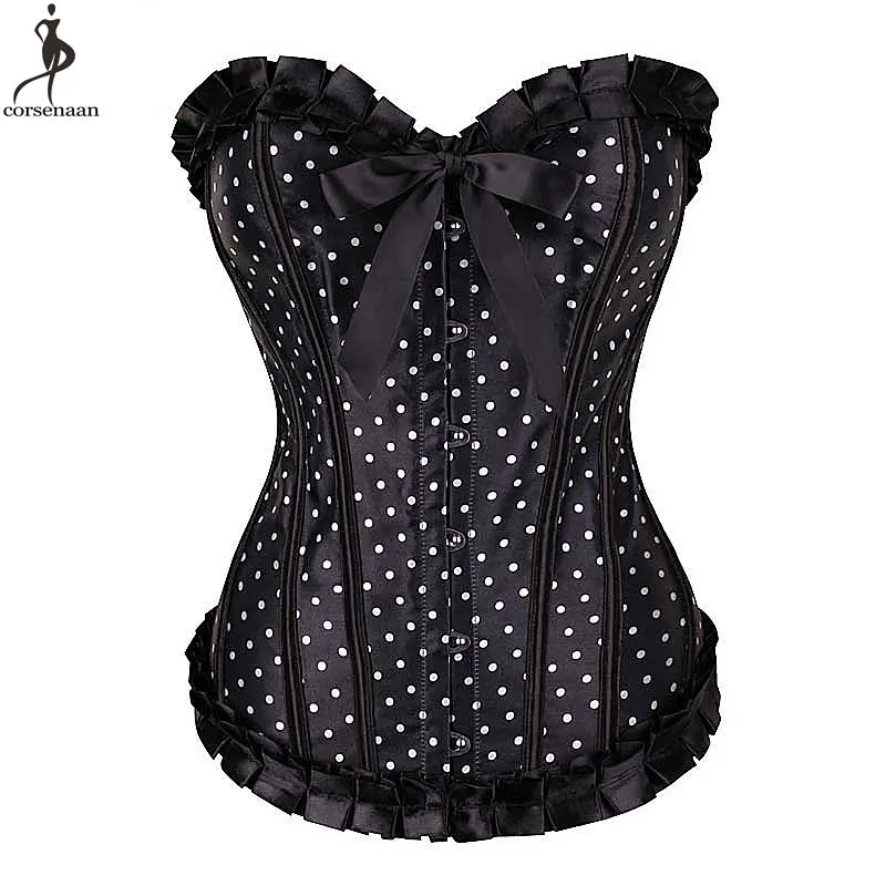 Dot Corset Satin Overbust Corsets Ruffles Trim Boned Korset Front Busk Bustier Waist Slimming Cheap Price Gorset With G Panties
Dot Corset Satin Overbust Corsets Ruffles Trim Boned Korset Front Busk Bustier Waist Slimming Cheap Price Gorset With G Panties